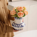 Blue White Chinese Retro Ceramic Vase Butterfly Orchid Pattern Universal Porcelain Green for Home Tabletop Decorative Flowers
