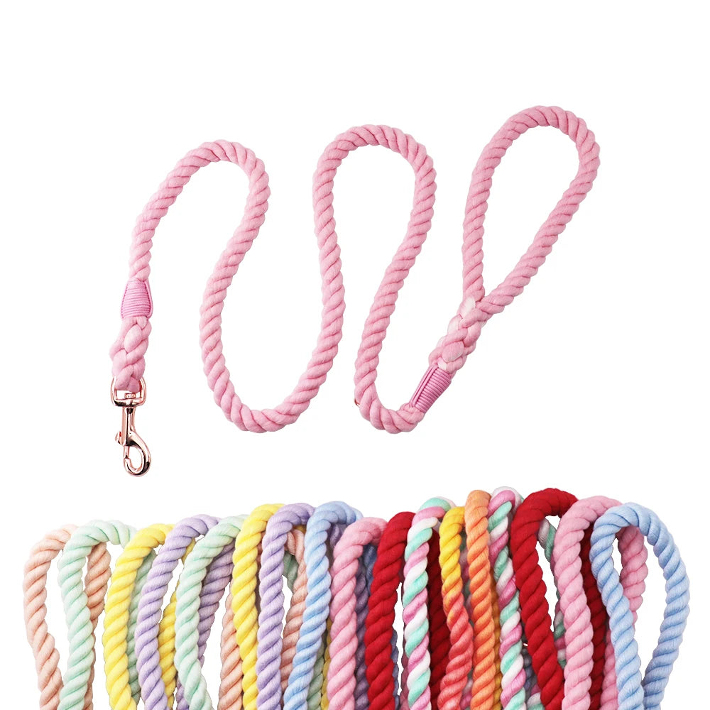 2025 Hot Sale Customized Colored Gradient Cotton Rope Handmade Dog Leash Pet Leash