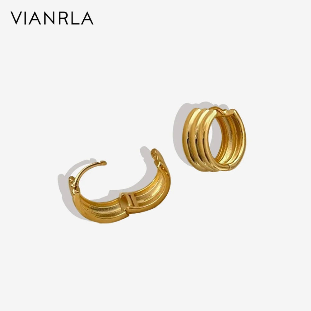 VIANRLA 925 Sterling Silver Simple C Shaped Hoop Earrings Elegant 18k Gold Plated Women Jewelry Gift Drop Shipping