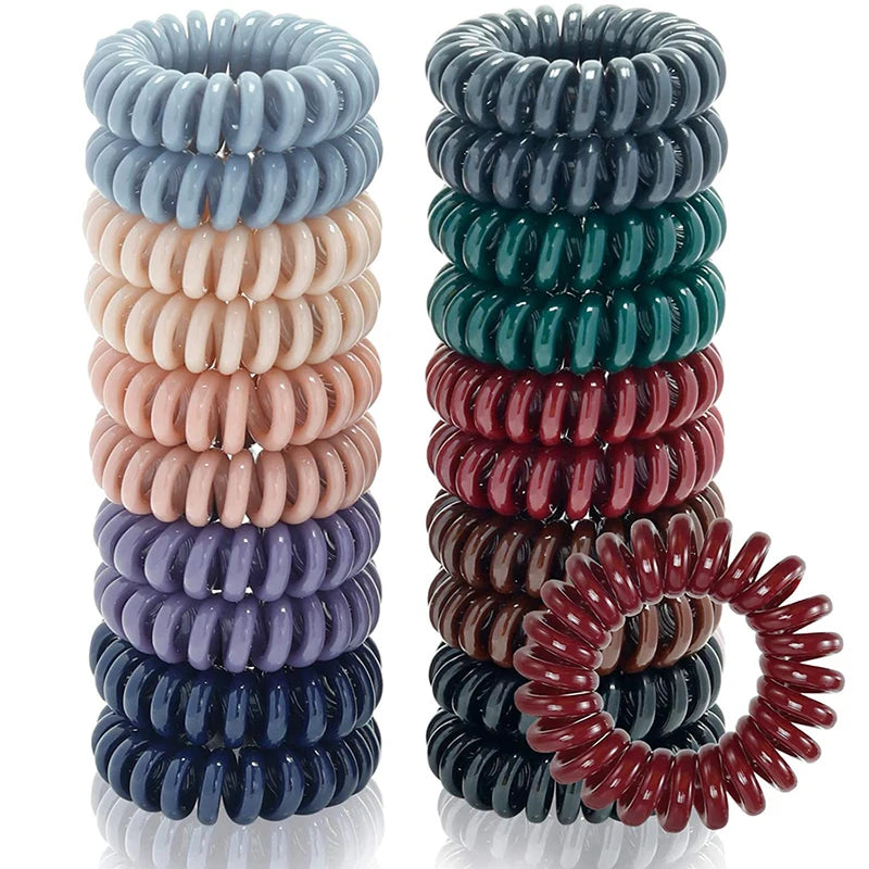 No Crease Elastic TPU Hair Bands Ties Girls Sporty Style Ponytail Holder Telephone Line Hair Ring 10 Colors Spiraled Wrist Coil