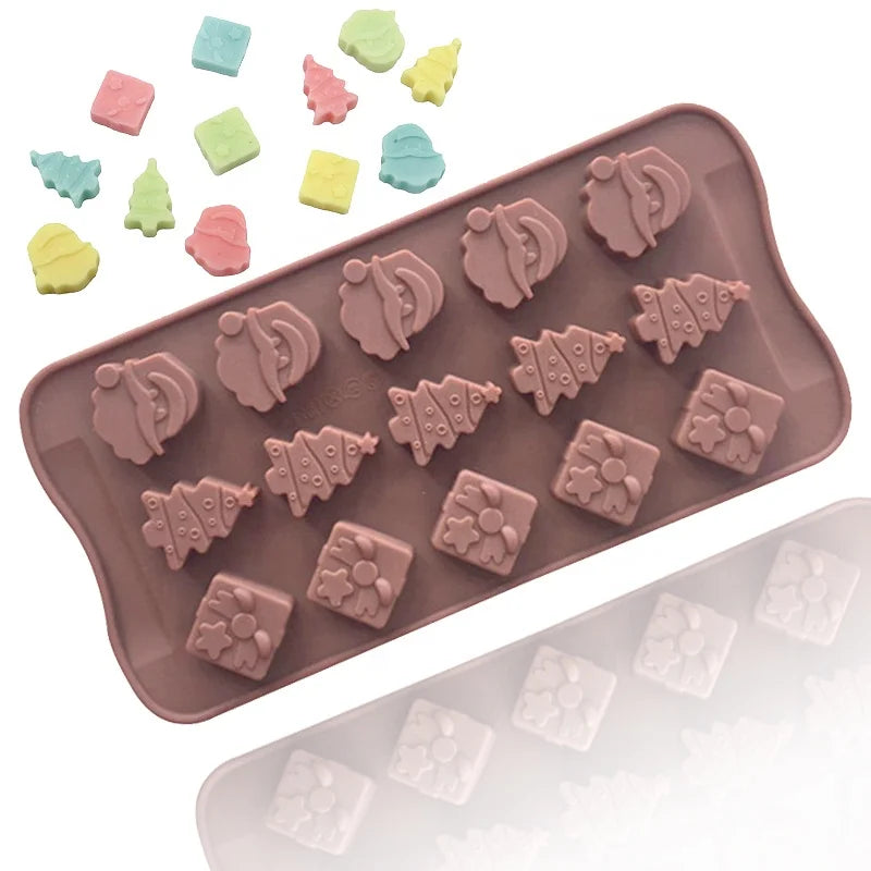 Series Cake Mold 073 15 Cavity Christmas Cake Tools Silicone Mould Disposable Eco-friendly Stocked Ice Tray Candy Mold Resin