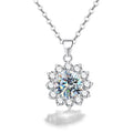 Luxury Wedding Diamond Jewelry Sun Flower Shape 1-5CT Diamond Necklace for Woman 925 Sterling Silver Chain for Women