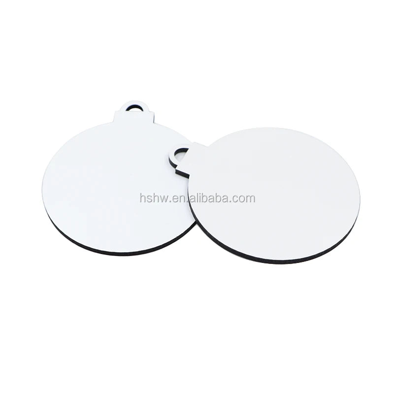 MDFSUB Free Sample China Factory Christmas Bauble Ball Shape Double Sided Coating Custom MDF Wood Blank Sublimation Ornaments