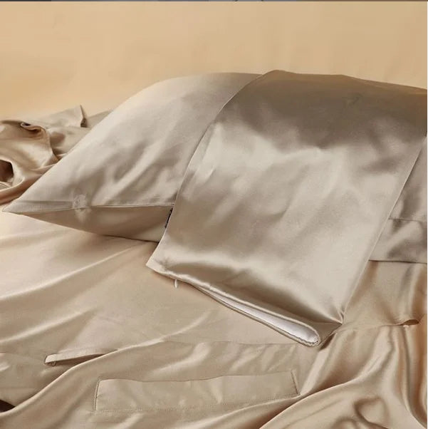Low MOQ Wholesale 6A 22mm Silk Pillow Cases Pure Natural Both Side Champagne Zipper Silk Pillowcase