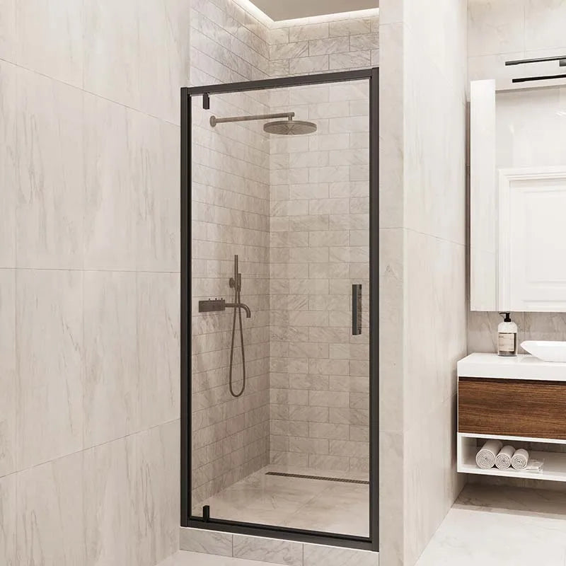 Modern Hotel Shower Glass Door Aluminium Frame Clear Tempered Safety Glass 8mm Thick Pivot Screen Quiet Operation ISO9001