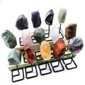 Natural Rough Fluorite Crystal Raw Loose Gemstone Quartz Rock Specimen on Metal Stand Ornament Home Decor for Feng Shui Reiki