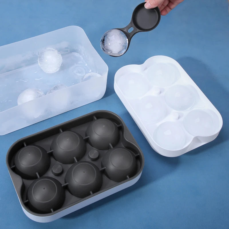 Hot Selling Big Size Food Grade Silicone Ice Cube & Ball Molds Ice Cream Maker with Cover