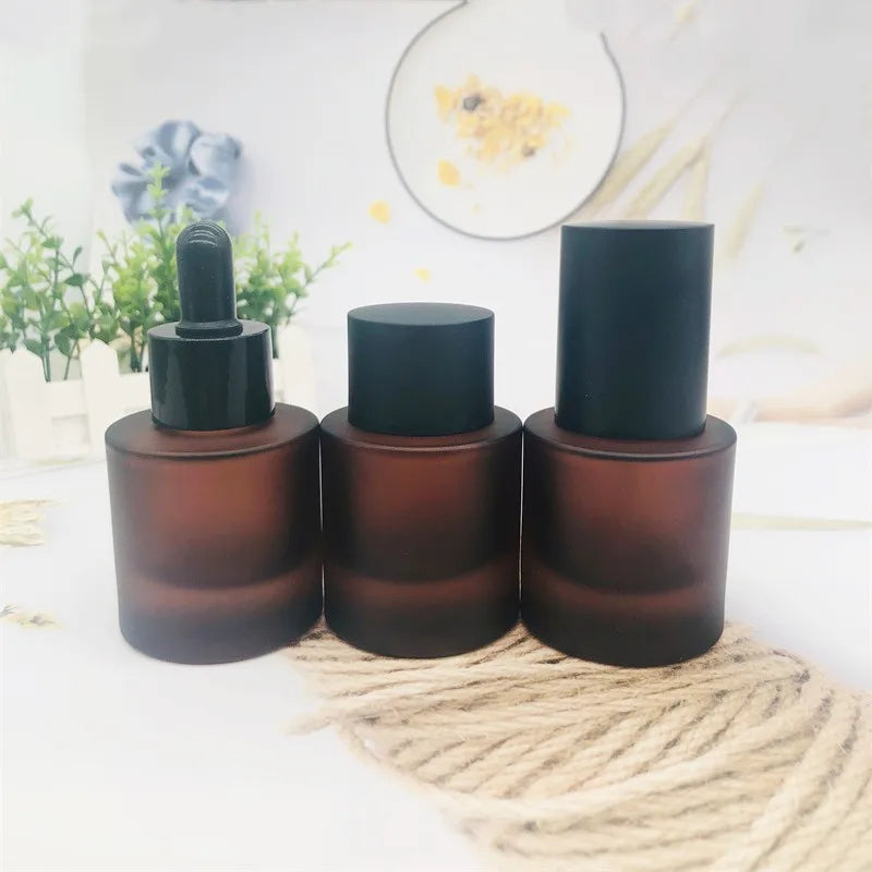 Frost Amber 30ml 40ml 50ml 100ml 120ml Glass Essential Oil Bottle Empty Spray Lotion Pump Cosmetic Bottle