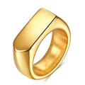 Customizable 18K Gold Plated Titanium Ring Personalized Wide Face Smooth Diamond Shaped PVD Waterproof Design with Laser Logo