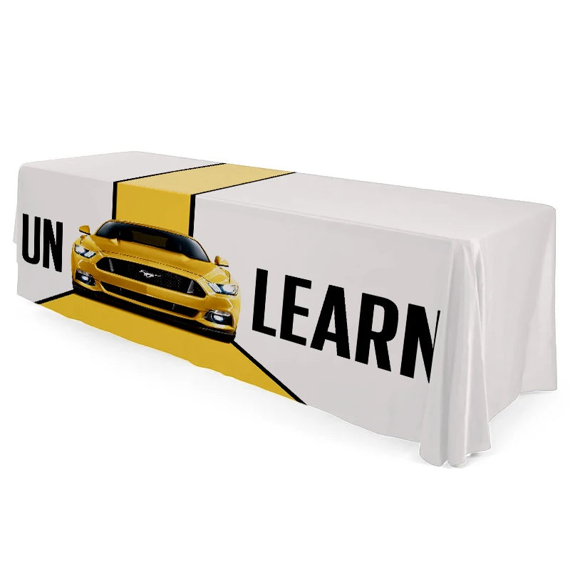Custom 4ft 6ft 8ft Logo Advertising Trade Cover Wholesale Fitted Table Cloth Outdoor Polyester Table Throw