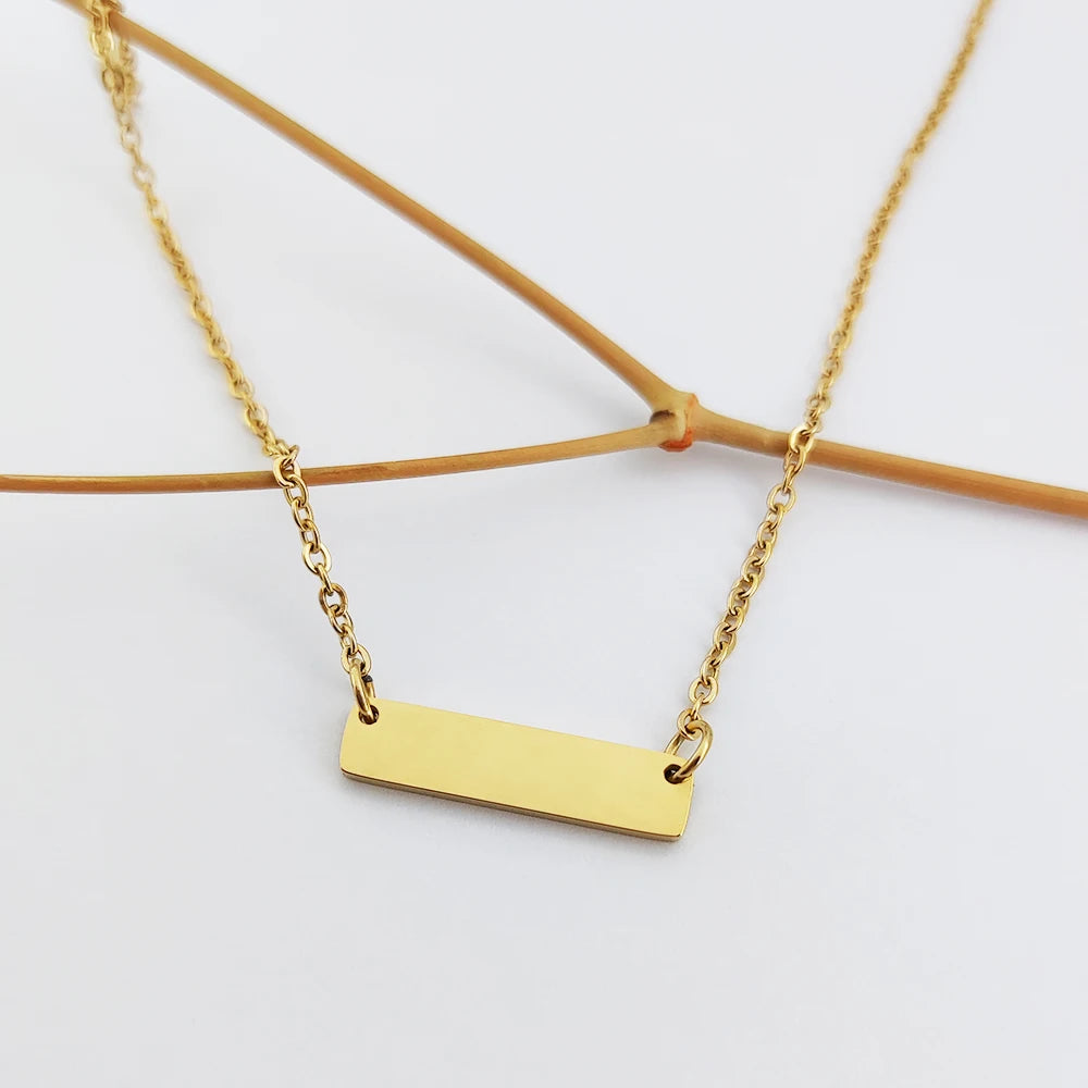 T Bar Gold Necklace Wholesale Customized Blank Pendent Necklace Stainless Steel Bar Necklace Women