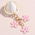 Cute Enamel Keychain Colorful Sakura Flower Key Ring Sweet Key Chains for Women Girls Handbag Accessories DIY Jewelry Gifts