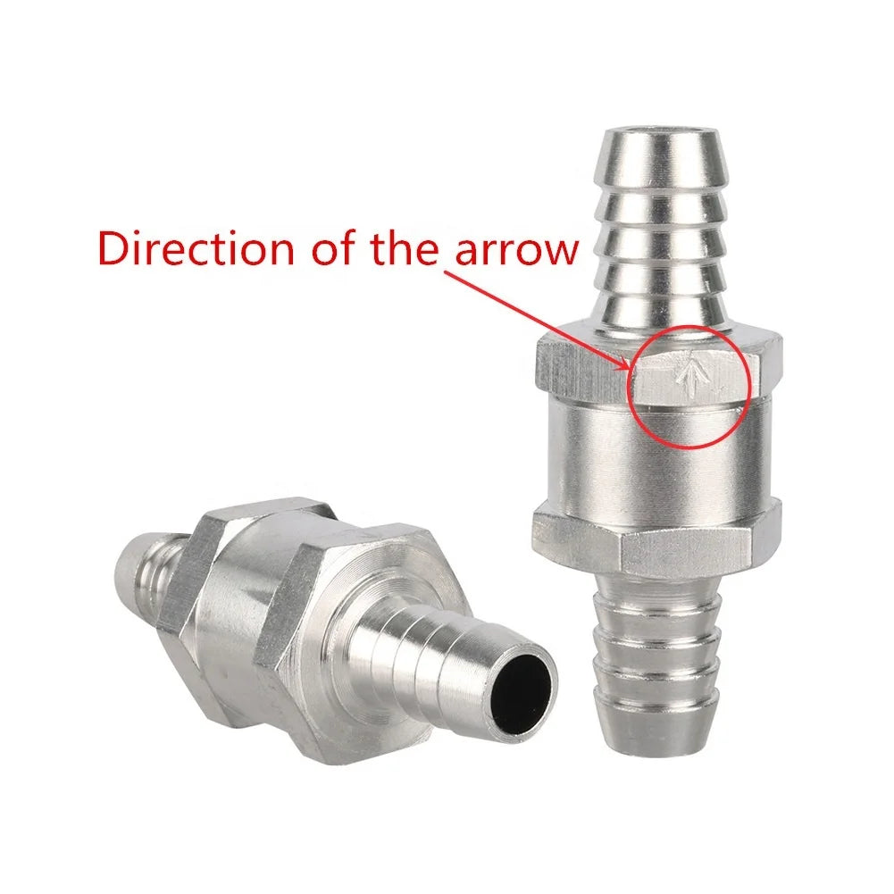 6/8/10/12mm Aluminium Alloy Fuel One-way Non Return Check Valve Garden Irrigation Aquarium Connector