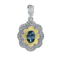 Delicate Dual Color Plated Silver 925 Jewelry Natural London Blue Topaz Flower Pendant Gifts for Women