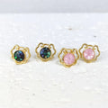 925 Sterling Silver Earrings Handmade Mother Pearl Shell Studs Gold Plated Ruyi Lock Shape Classic Natural Seashell Gift