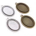 18x25mm Oval Vintage Pendant Cameo Cabochon Blank Base Setting Pendant Necklace Bezel Trays DIY Jewelry Supplies