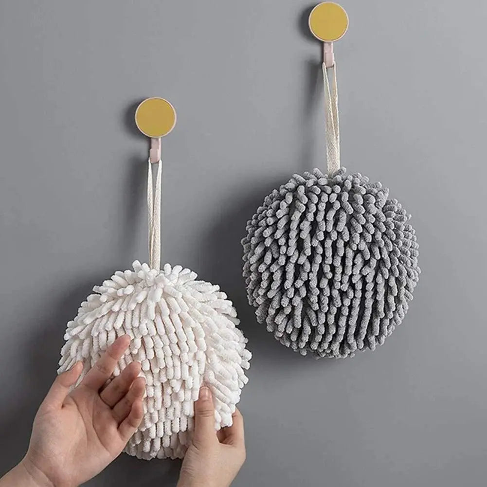 Quick Dry Chenille Ball Hand Towel for Kitchen & Bathroom Soft Absorbent Microfiber Towel with Hanging Loops Woven Technique