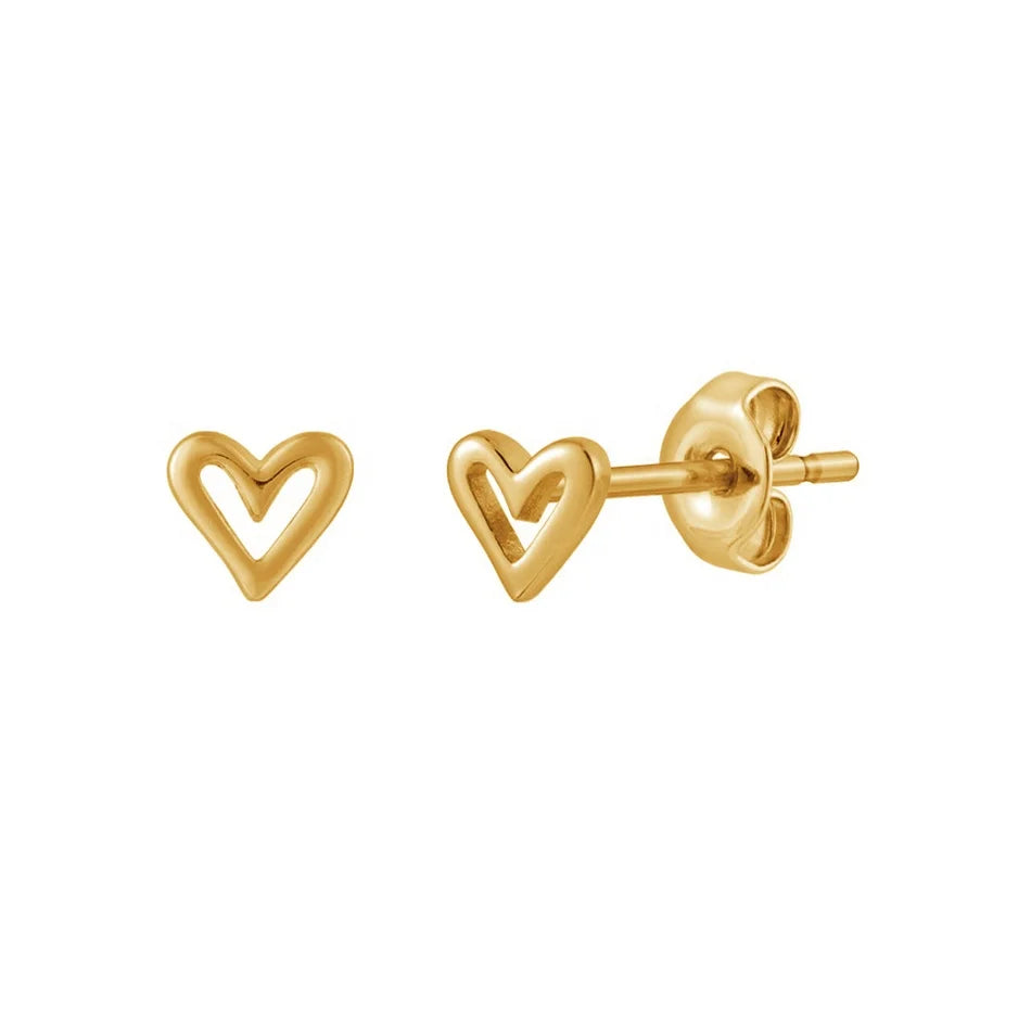 Nagosa Minimalist Gold Vermeil Jewelry 925 Sterling Silver Mini love Heart Stud Earrings for Women
