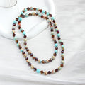 Fashion Bohemian Style 8mm Natural Stone Crystal Glass Beaded Knotted Necklace for Women Versatile Jewelry