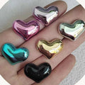 Plated Metallic Color Resin Heart Flat Backs DIY Cabochons