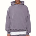 Men's 100% Cotton Custom Logo Blank Knitted Lined Print Fleece Hooded Sweatshirt Drop Shoulder Hoodies Pullover Heavyweight
