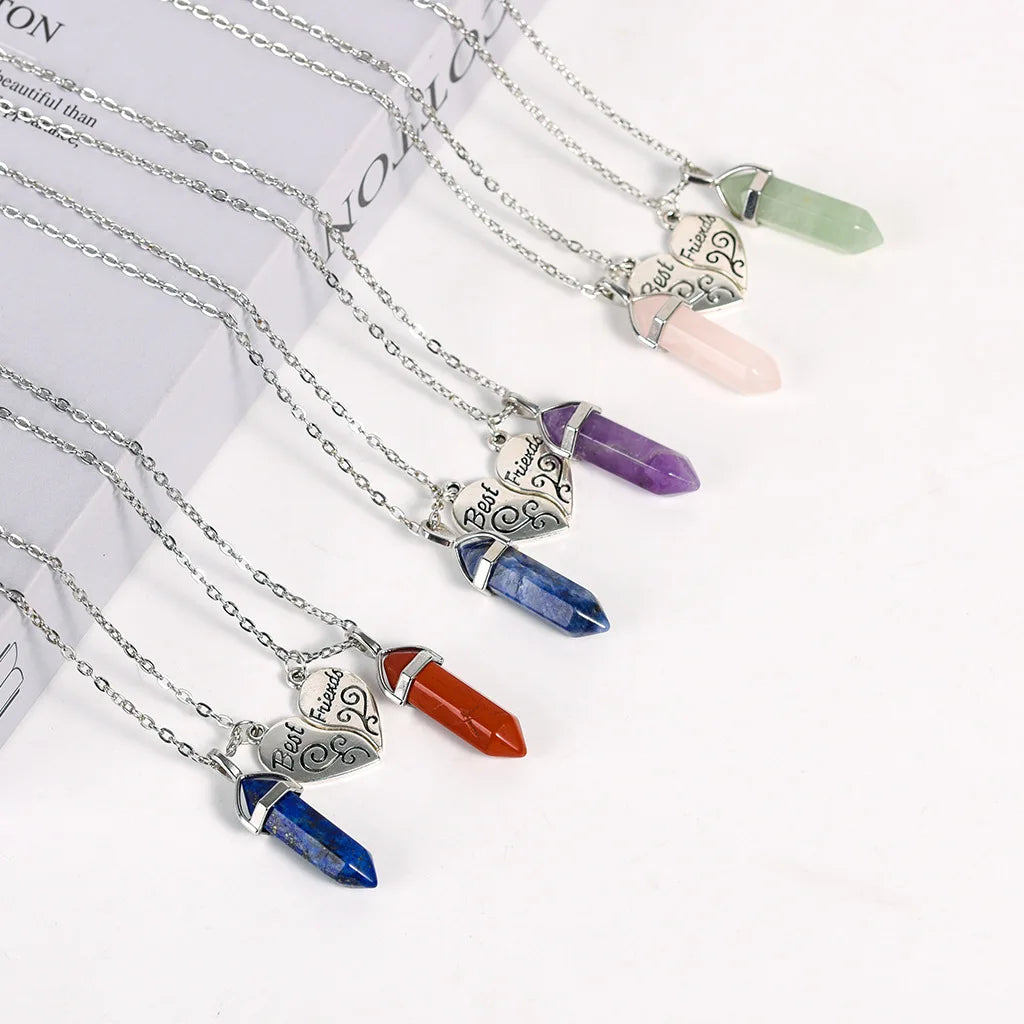 Wholesale Quartz Natural Crystals Healing Stones Necklace Double Point Gemstone Pendant