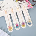 Kawaii Stationery Creative Crystal Dried Flower Shape Alloy Bookmark Student Supplies Book Holder Metal Bookmark