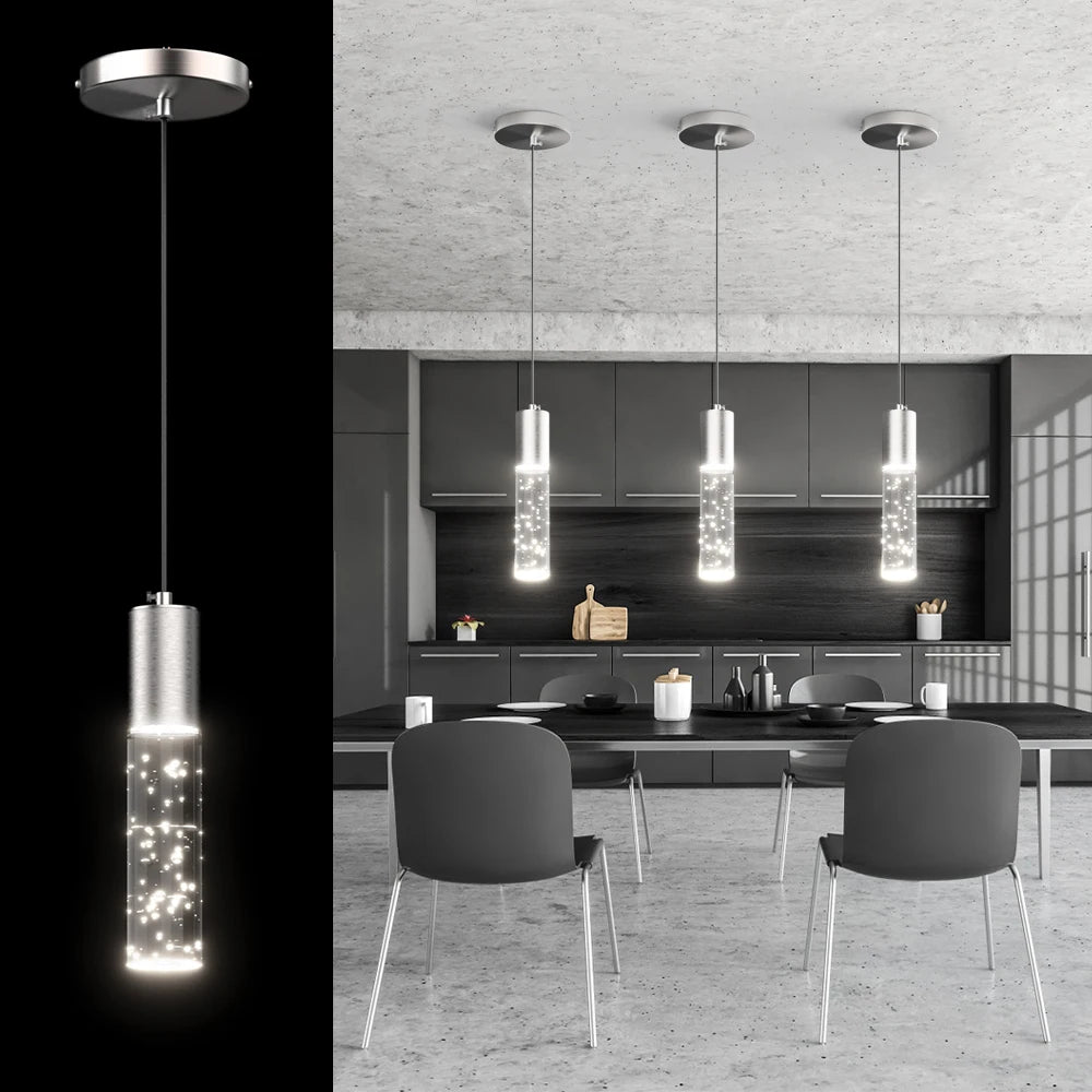 USA Stock Pendant Lights Kitchen Island Acrylic Aluminum Real Estate Hotel 7W Hanging Lights With Adjustable 1.5 Meters Cord