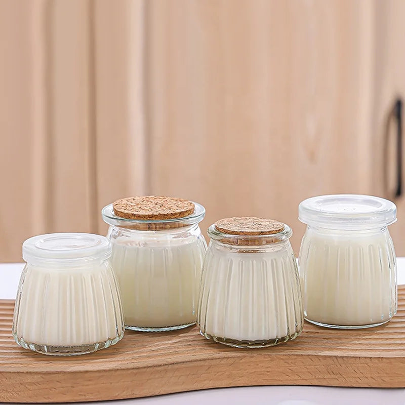High Quality Glass Empty 100ml Pudding Jar for Milk Yogurt With Plastic Lid Glass Pudding Bottle