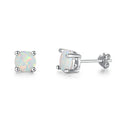 6mm Round Natural Opal 925 Sterling Silver Self-Piercing Asymmetric Earrings Fashion Korean Style for Weddings Engagements