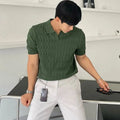 Summer Clothing Men's Luxury Knitted Jacquard Polo Shirt Casual Breathable Leisure V Neck Short Sleeve Knitwear 2024 New