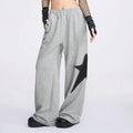 Street Life Women Elastic Waist Star Print Straight-Leg Sweatpants Sweat Pants Track Pants Baggy Trouser With Drawstring