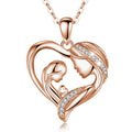 Merryshine Rose Gold Necklace 925 Sterling Silver Love Heart Pendant with Pearl Zircon Mother's Day Gift Mom Daughter Weddings