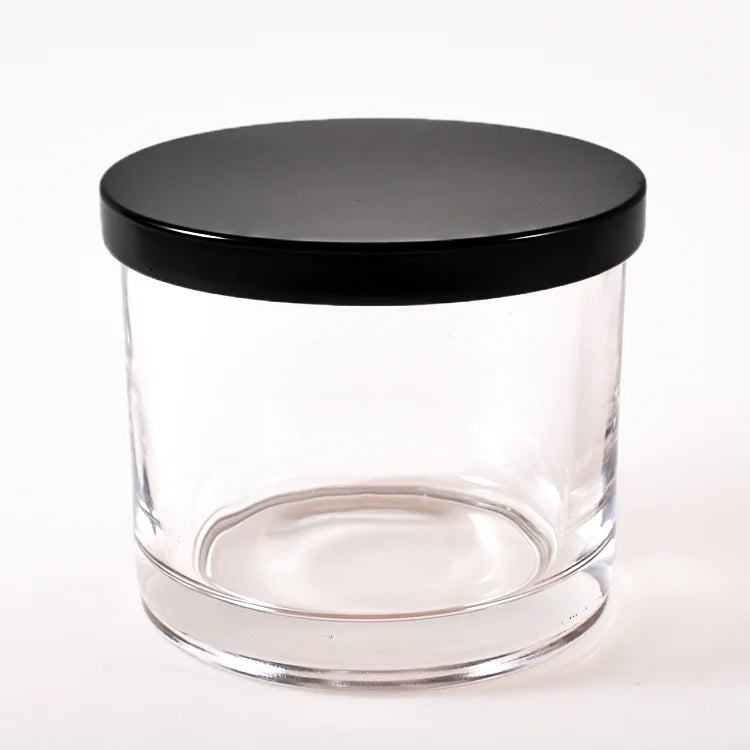 Wholesale clear Round 280ml Glass Jars for Candle 14oz With Metal Cover Lid Candle Jar in Bulk