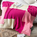 YLSB New Design Wholesale 100% Cotton Plaid Geometric Contrast Crochet Organic Knitted Blanket