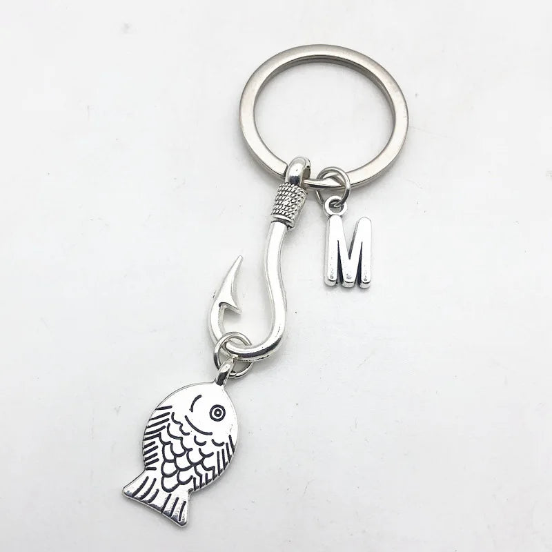 Fashion Metal Fish Hook Fisherman Key Chain Pendant with Customizable Design-Friendly Gift for Fishing Enthusiasts