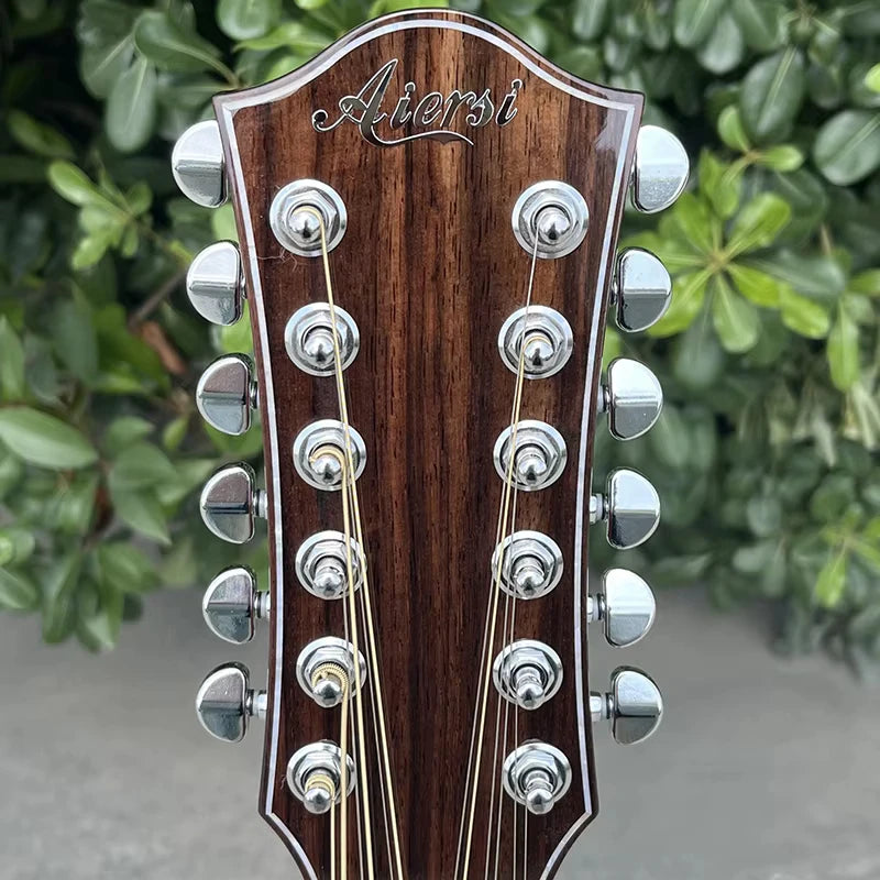 China Aiersi Brand Wholesale Cutaway Shape 41 Inch Acoustic Guitar 12 String Electric Folk Musical Instrument Glossy Finish