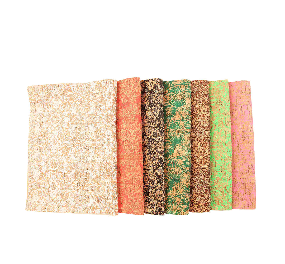 INFOCORK 45*30CM White Botany Flower Printed Cork Leather Sheet - for Cosmetic Clutch Bags/Wallpapers/Purse | Custom MegaBDM