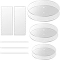 Round Acrylic 3-Layer Cake Pan Set with Comb Scraper Positioning Rod & Icing Smoother Plastic Accessories