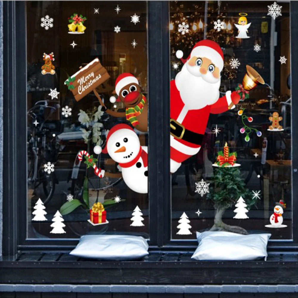 Christmas Window Cling 8 Sheet Decoration UV Printed Static Sticker Decal