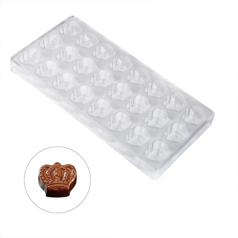 Crown Shape 4 Cavity Fondant Cake Candy Moulds 3D Clear Plastic Chocolate Mold for Baking