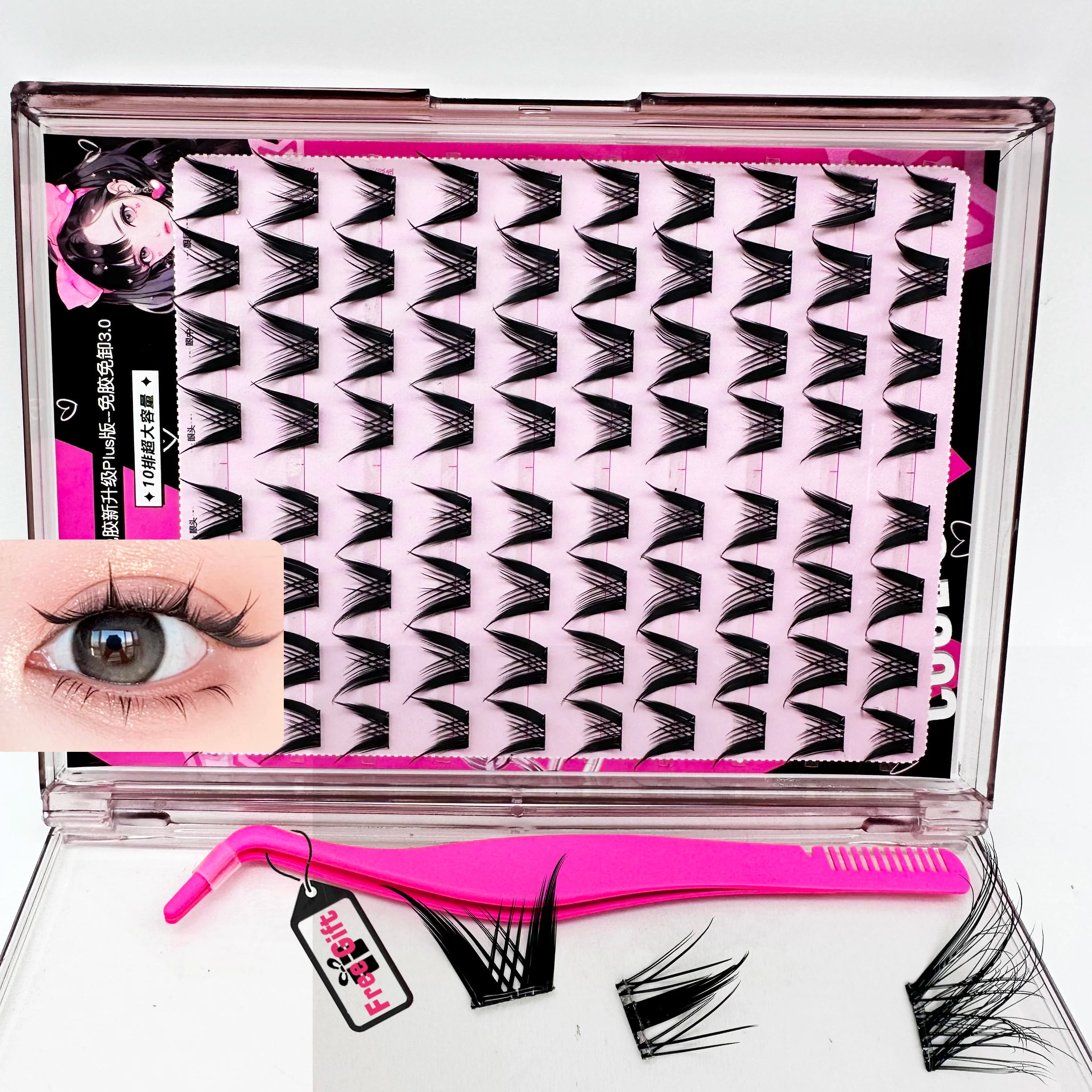 ST2 Rich Girl DIY Eyelash Clusters No-Glue Needed Self Adhesive Cluster Lash Extension Wispy Press on Lashes Wholesale