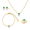 Hypoallergenic Stainless Steel Kids' Fashion Jewelry Set Water-Proof Crown Pear Necklace Bracelet Earrings Ring Perfect Gift