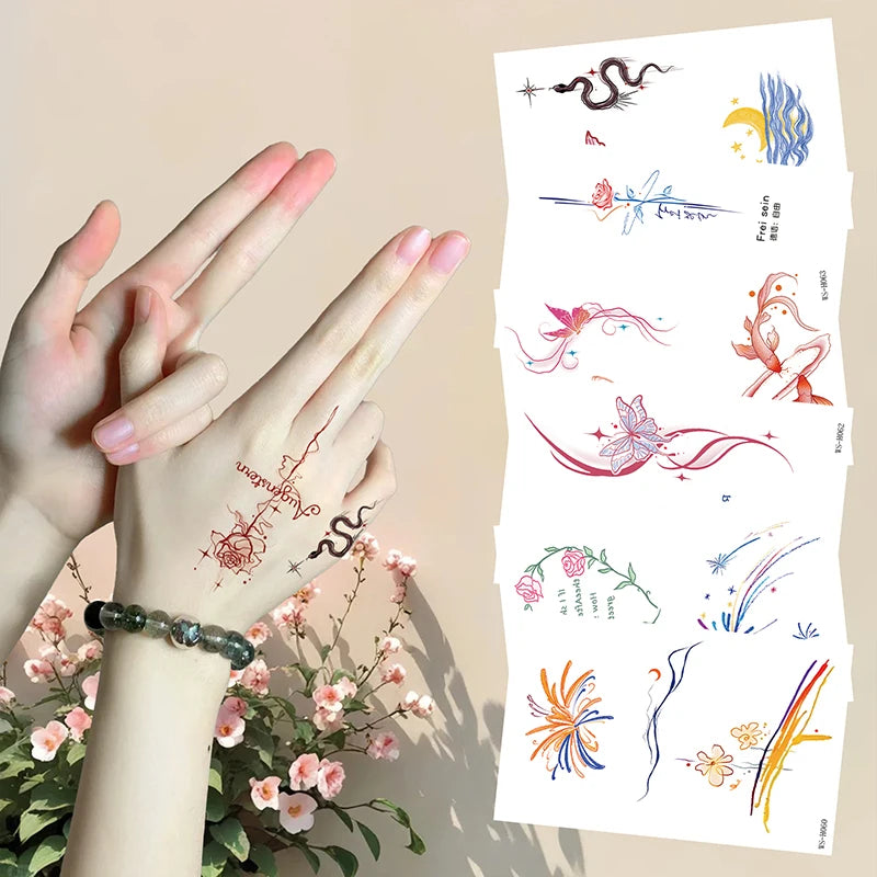 New Romantic Fingertip Tattoo Stickers White Paper Arm Face Clavicle Waterproof Sweat-Resistant Temporary Tattoos Women Men