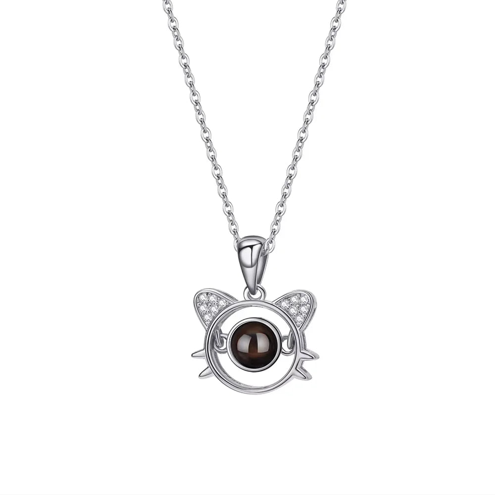 Cat Necklace for Women Fashion Jewelry Shopify Drops-hipping Agent Custom Photo Projection Necklace S925 Silver Necklace