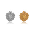 5pcs/bag Stainless Steel Oil Pressure Three-Dimensional Peach Heart Small Pendant Retro Love Pendant Diy Jewelry Accessories