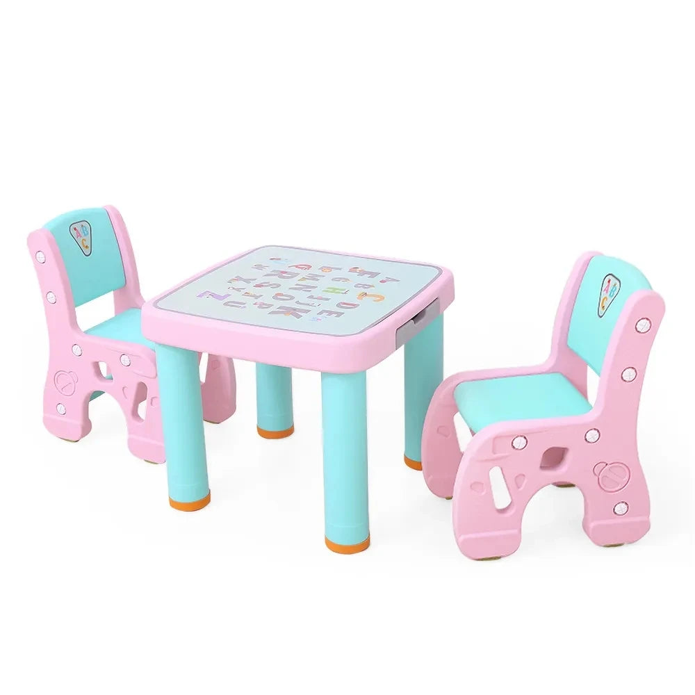 Updated Home Kindergarten Plastic Kids Study Play Children Furniture Table Chairs Set