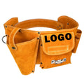Woodworker Nail Pocket Waist Bag with Cowhide Belt Wear-resistant Genuine Leather Waist Bag Electrician's Tool Bag