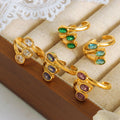 New Arrival Non Tarnish Jewelry Stainless Steel 18k Gold Trending Statement Zircon Rings