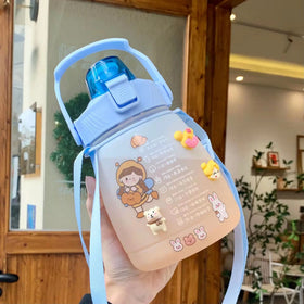 Plastic Kids Water Bottle for Student with Phone Holder Outdoor Belly Water Bottle Tumbler Water Bottle